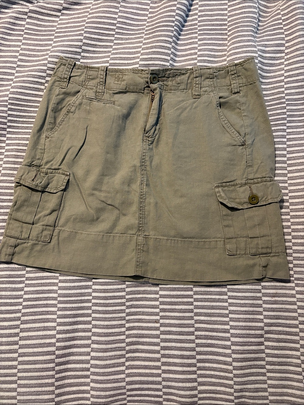 Olive Utility Mini Skirt with Cargo Pockets